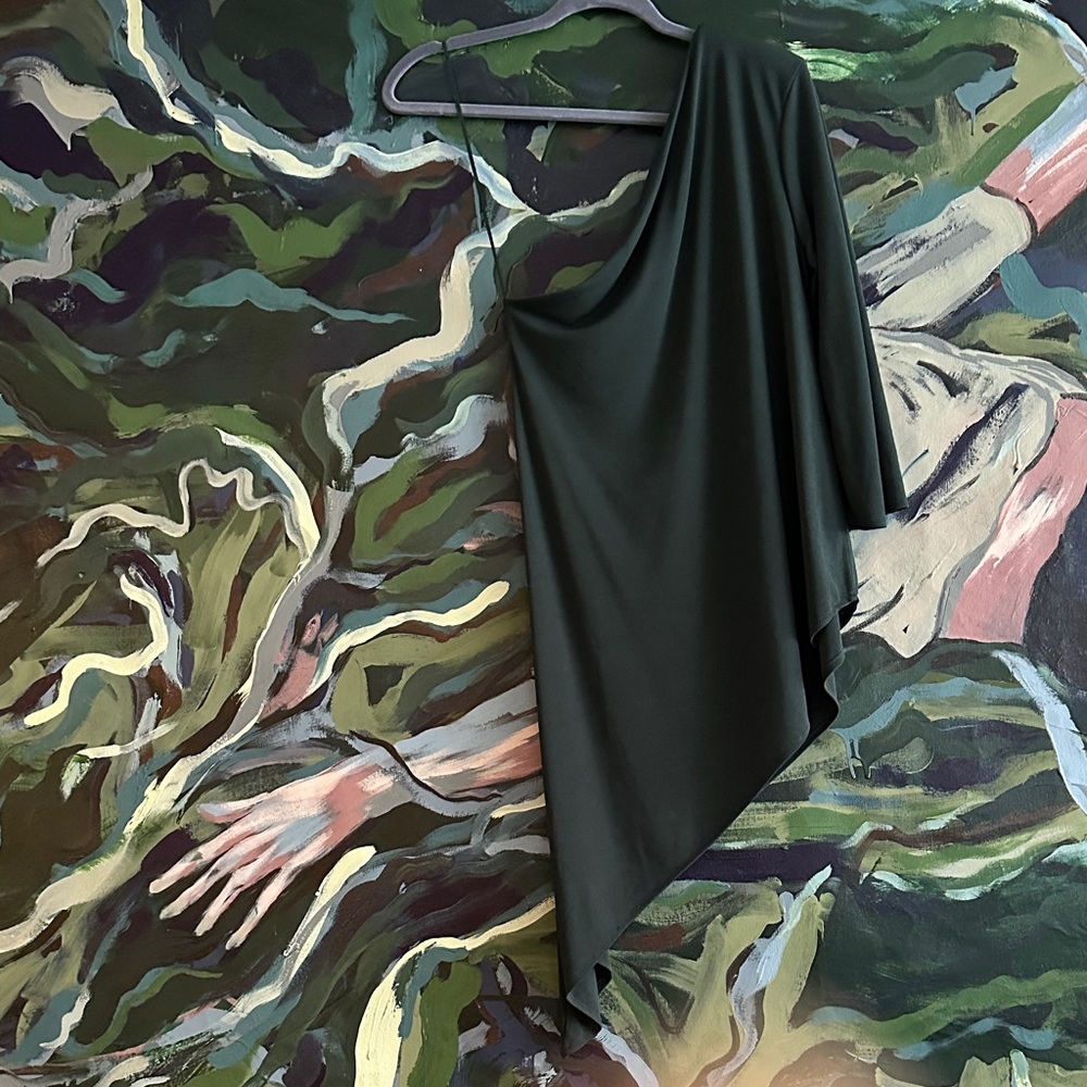 Zara Asymmetrical Dark Green Blouse